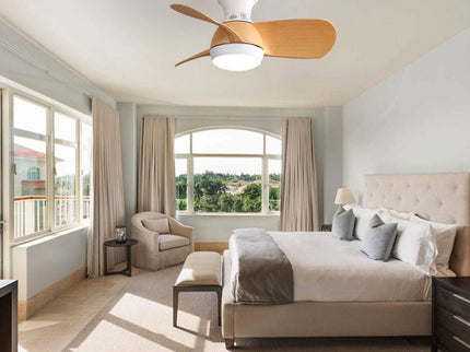 23" Bedroom Ceiling Fan With 3 Color Dimmable 3 ABS Blades Remote Control Dc Motor With 18W Led Light