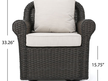 Amaya - Outdoor Swivel Rocker Chair With Water Resistant Cushions - Brown / Beige