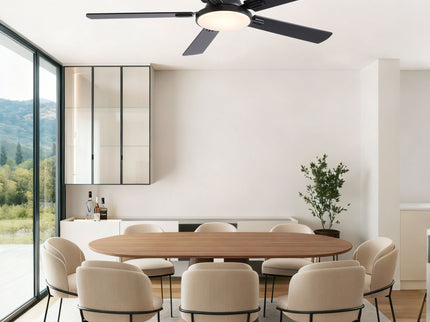 Flush Mount Ceiling Fans With LED Light And Remote Control, 5 Blades