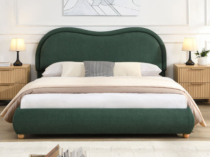 Upholstered Platform Bed Frame With Curved Headboard