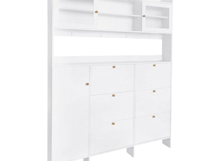 On Trend Multifunctional Tipping Bucket Shoe Cabinet With Storage Shelf & 6 Flip Drawers