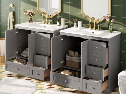 Shaker Free Standing Bathroom Vanity Cabinet With Sink, Soft Close Drawers, Soft Close Doors