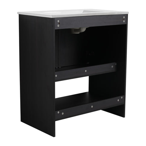 Modern Bathroom Vanity With Ceramic Sink, Freestanding Cabinet, Soft Closing Doors