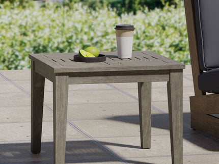 Dexterity - Outdoor Square Side Table With Wood Frame - Gray