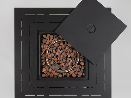 Square Fire Pit Table - Black Brown