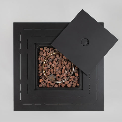 Square Fire Pit Table - Black Brown