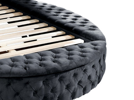 Hazel - Queen Size Tufted Storage Bed & Bluetooth Speakers, USB Port - Black