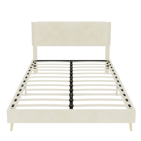 Upholstered Bed With Tufted Headboard