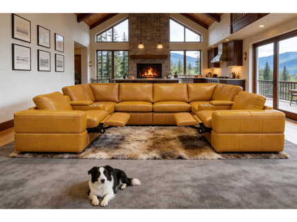 Upholstered Large Arms Sectional With Recliner Seats