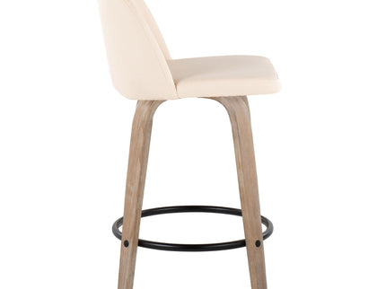 Toriano - Contemporary Fixed-Height Counter Stool & Swivel With Round Footrest (Set of 2)