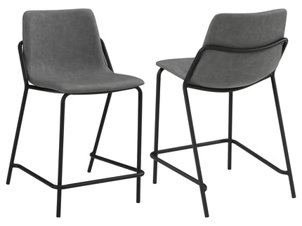 Counter Height Stools With Footrest (Set of 2) - Gray / Black