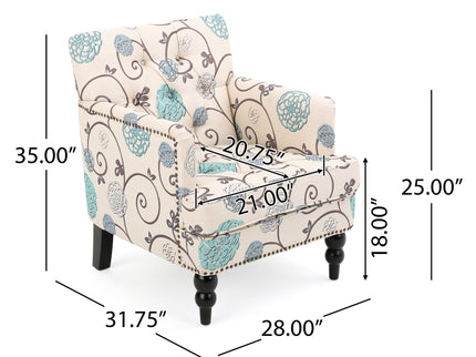 Vitality - Club Chair With Button Tufted Diamond Stitching And Turned Legs