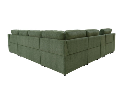 U - Shape Sectional Pull Out Bed With Console, Storage, And USB Charging