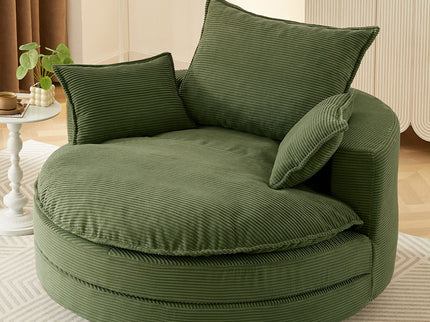 360° Swivel Accent Barrel Chair With Dual Layer Cushion And 3 Removable Pillows