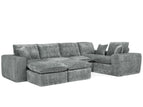 Dark Gray / 3 Pc. L-Shape Sectional Sofa, 2 Ottomans