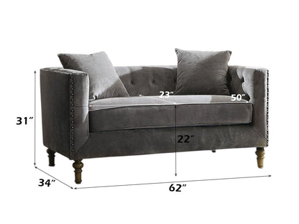 Sidonia - Loveseat With 2 Pillows - Gray