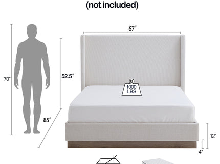 Hosford - Minimalist Upholstered Wingback Bed With Wood Base Platform