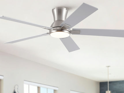 Low Profile Flush Mount Intergrated LED Ceiling Fan With Light And Reversible Quiet Motor