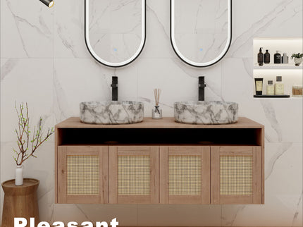 Bathroom Vanity With Art Sink, 2 Soft Close Doors, Float Mounting Design