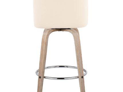 Toriano - Modern Design Fixed Height Counter Stool With Swivel With Round Footrest (Set of 2)