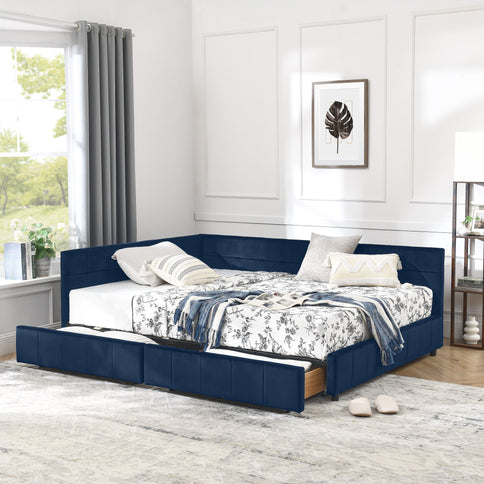 Elegant Design Storage Upholstered Tufted Bed Frame With Backrest And Armrests