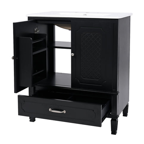 Vintage Style Bathroom Vanity With Sink, Multi Functional Storage, Soft-Closing Door