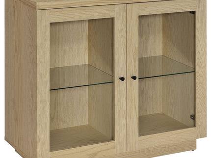 Metro - 2 Door Display Cabinet With Adjustable Shelves - Light Oak