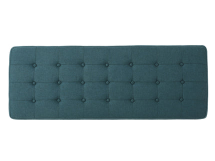 Vibratory - Button Tufted Upholstered Ottoman With Splayed Wooden Legs - Teal / Natural