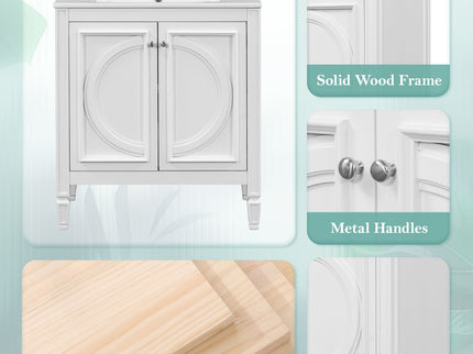 Double Sink Bathroom Vanity Set With Wall Mount Mirror Cabinet
