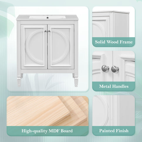 Double Sink Bathroom Vanity Set With Wall Mount Mirror Cabinet