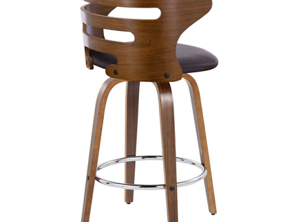 Cosini - Mid Century Modern Fixed Height Barstool With Swivel With Round Footrest (Set of 2)