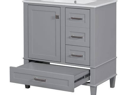Bathroom Vanity, Modern Bathroom Cabinet With Sink Combo Set, Bathroom Storage Cabinet With A Soft Closing Door And 3 Drawers, Solid Wood Frame