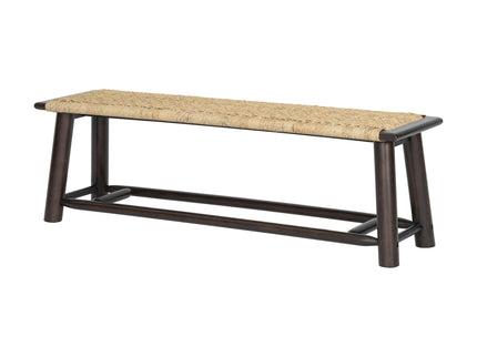 Farmhouse Modern Solid Wood Rattan Bench Multi Functional Design 59" Indoor & Covered Outdoor Bench - Walnut