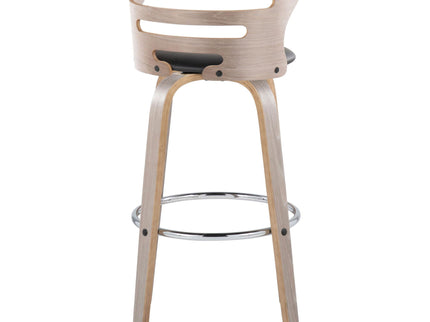 Cosini - Mid Century Modern Fixed Height, Barstool With Swivel With Round Footrest (Set of 2)