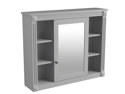 Wall Mounted Bathroom Storage Cabinet With Mirror, Cabinet With 6 Open Shelves And Adjustable Interior