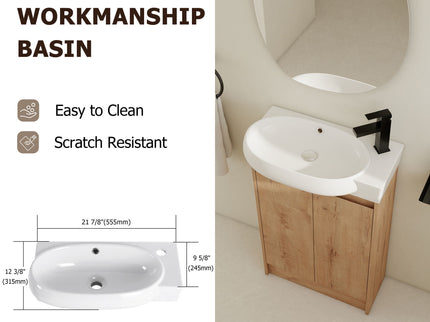 Freestanding Bathroom Vanity With Sink And Storage Rack, Soft Close Doors Base With Basin