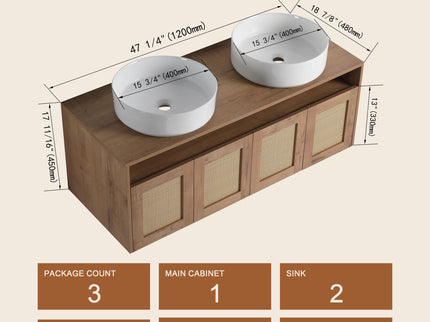 Bathroom Vanity & Art Sink, 2 Soft Close Doors, Float Mounting Design