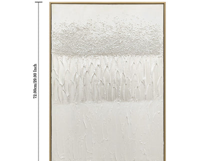Framed Abstract Wall Art, Thick Textured Canvas Painting With Stone Accents (Set of 2) - Antique White