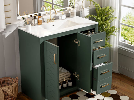 Bathroom Vanity With Sink Combo, Storage Cabinet, Freestanding Set With 3 Drawers & Soft Closing Doors
