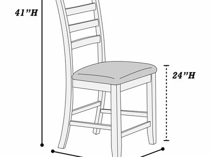Ladder Back Design Counter Height Dining Chairs (Set of 2) - Walnut