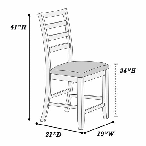 Ladder Back Design Counter Height Dining Chairs (Set of 2) - Walnut