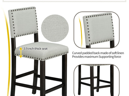 5 Piece Counter Height Dining Set, Classic Elegant Table And 4 Chairs - Espresso / Beige