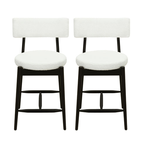 Mid Century Modern Counter Stools, Fabric Upholstered Chairs