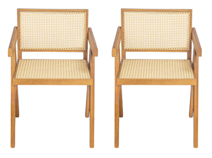 Chandigarh Arm Dining Chair With Natural Cane Design (Set of 2)