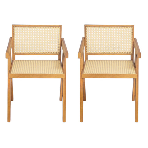 Chandigarh Arm Dining Chair With Natural Cane Design (Set of 2)