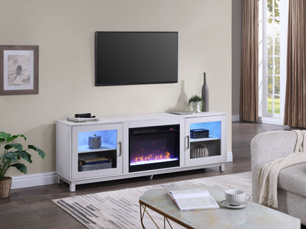 Summit - TV Stand Console With Fireplace - White Walnut Finish