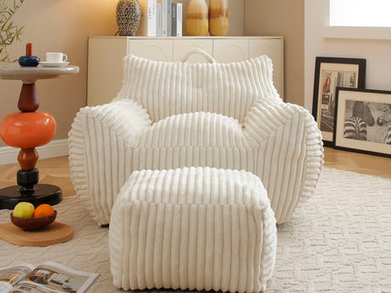 Giant Bean Bag Chair With Armrests And Footstool