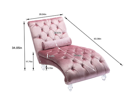 Chaise Lounge Indoor, Button Tufted Upholstered Chaise Lounge Chair With Pillow