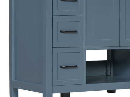 Bathroom Vanity With Sink Top, Bathroom Vanity Cabinet With 2 Doors And 2 Drawers, Open Shelf
