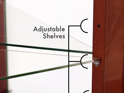 Corner Curio Dispaly Cabinet With Lights, Adjustable Tempered Glass Shelves, Mirrored Back (E26 Light Bulb Not Included)